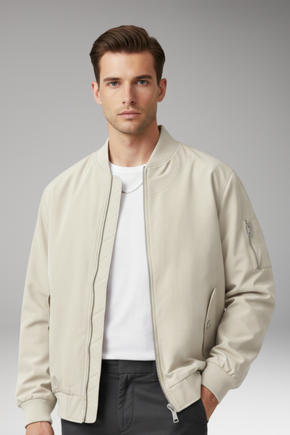 Men's Zipper Bomber Jacket With Side Pockets