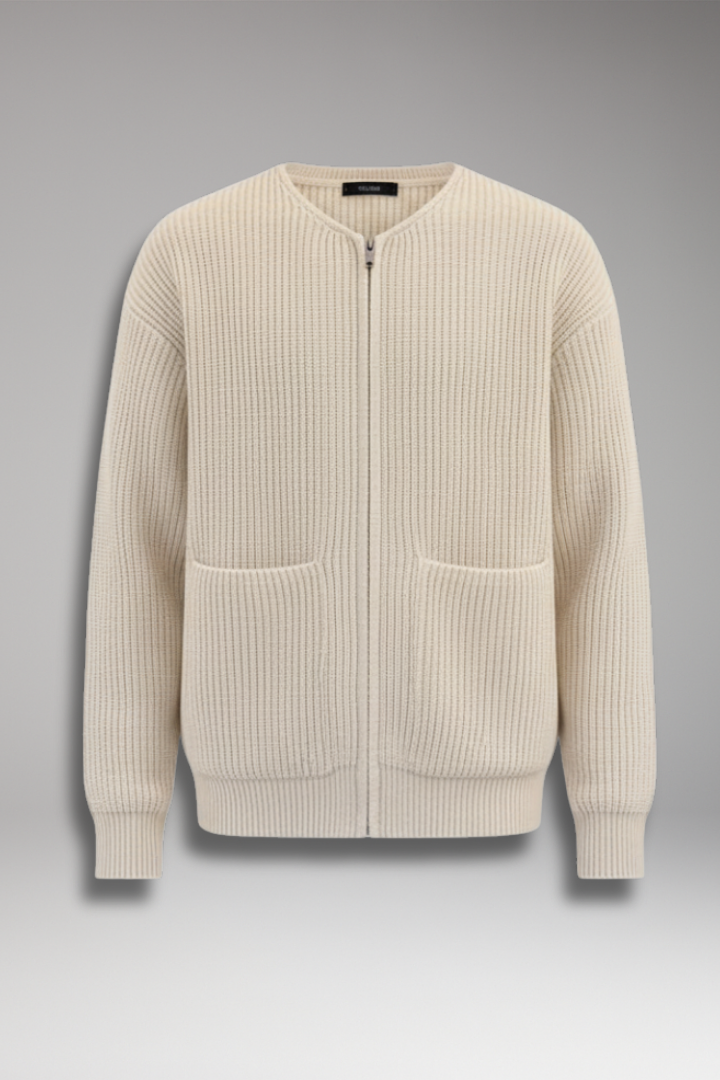 Men's Crew Neck Zip Cardigan - 
Fashinoza