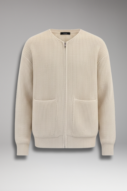 Men's Crew Neck Zip Cardigan - 
Fashinoza