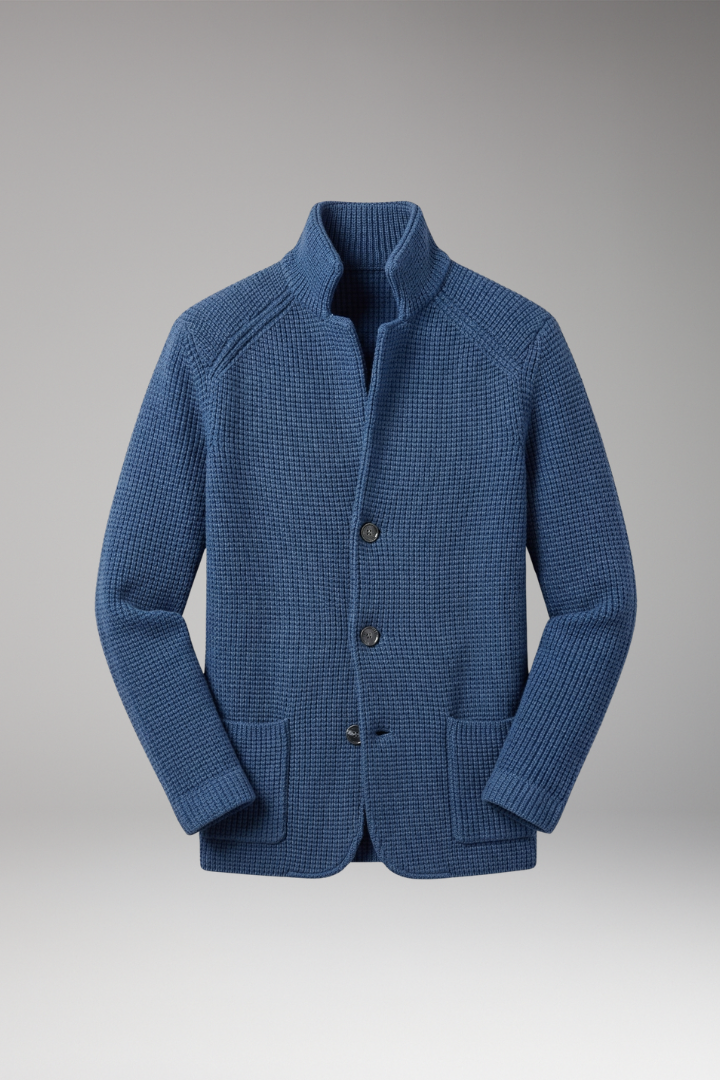 Men's Cardigan Sweater High Collar Side Pockets - 
Fashinoza