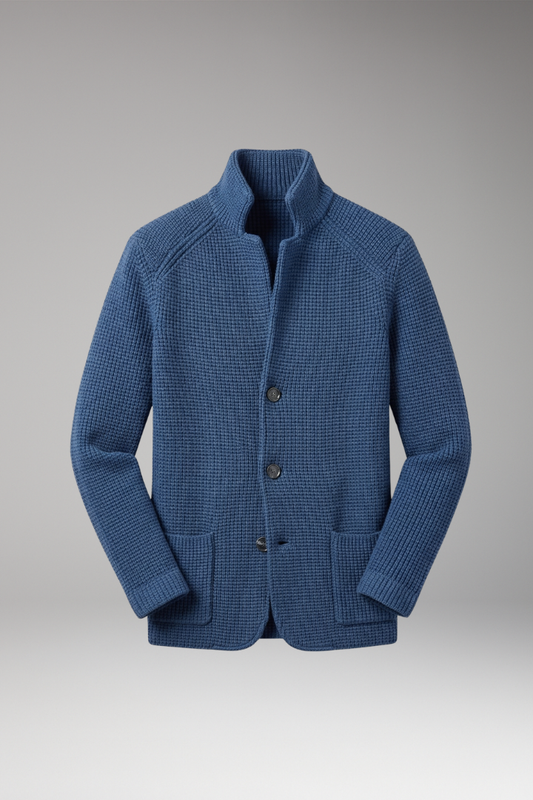 Men's Cardigan Sweater High Collar Side Pockets - 
Fashinoza