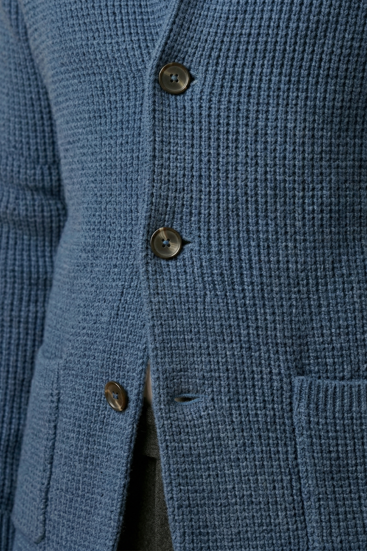Men's Cardigan Sweater High Collar Side Pockets