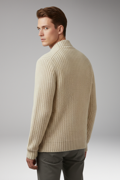 Men's Stand Collar Cardigan Sweater with Pockets