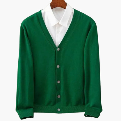 Men's V-Neck Cardigan Classic Knit Layer