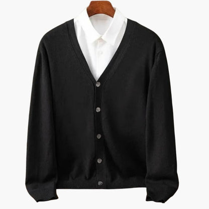 Men's V-Neck Cardigan Classic Knit - Fashinoza