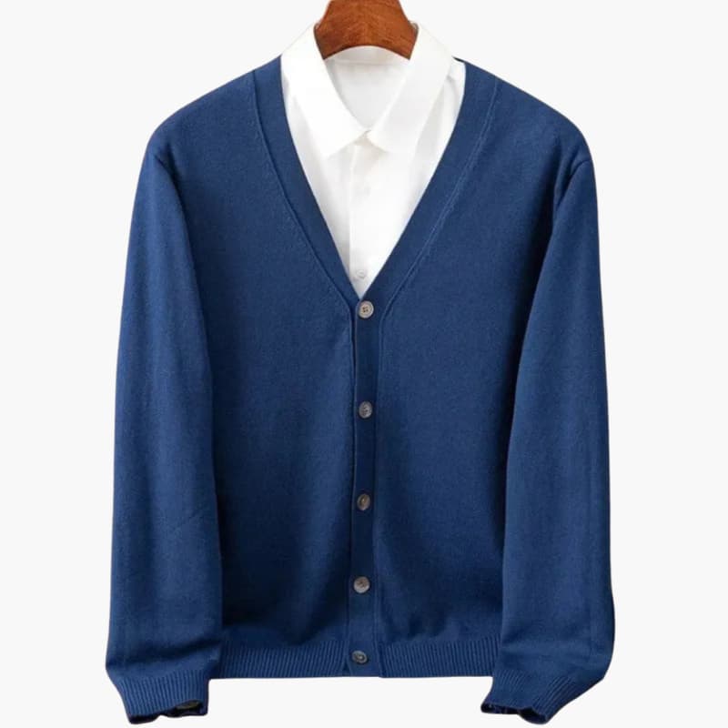 Men's V-Neck Cardigan Classic Knit Layer