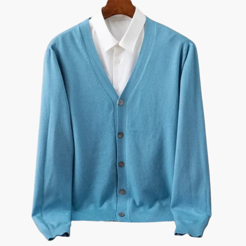 Men's V-Neck Cardigan Classic Knit Layer