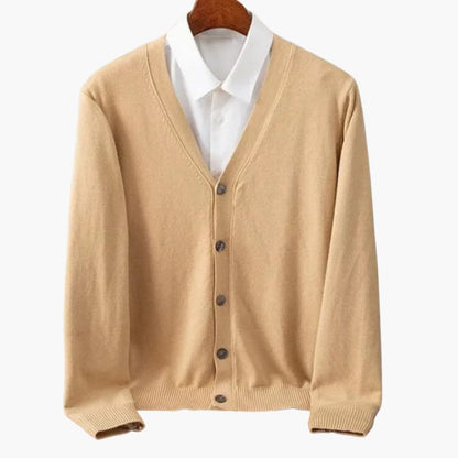 Men's V-Neck Cardigan Classic Knit Layer
