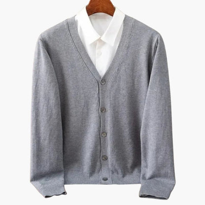 Men's V-Neck Cardigan Classic Knit Layer