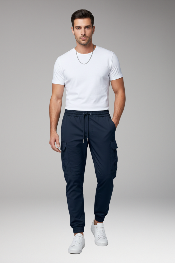 Men's Cargo Joggers Elastic Drawstring Pants