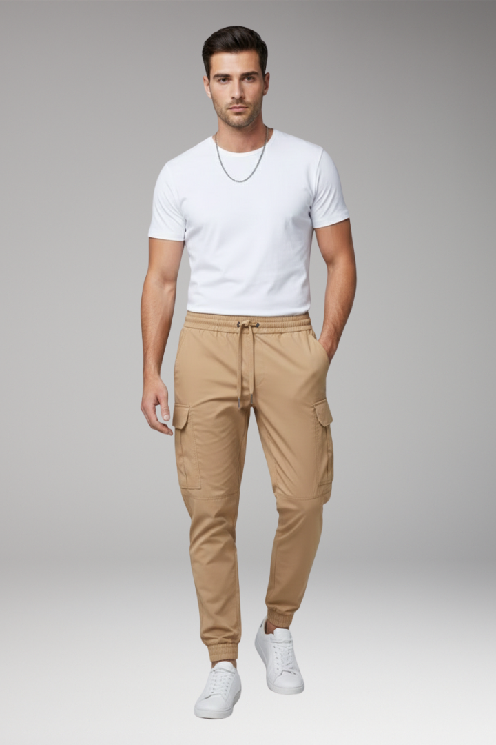 Men's Cargo Joggers Elastic Drawstring Pants