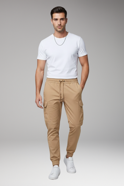 Men's Cargo Joggers Elastic Drawstring Pants