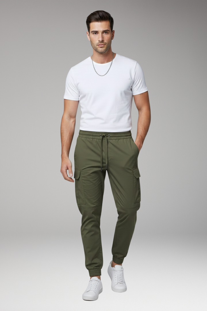 Men's Cargo Joggers Elastic Drawstring Pants