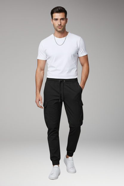 Men's Cargo Joggers Elastic Drawstring Pants
