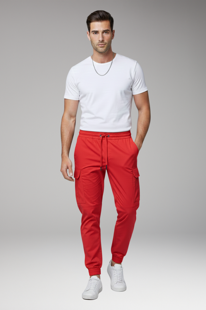 Men's Cargo Joggers Elastic Drawstring Pants
