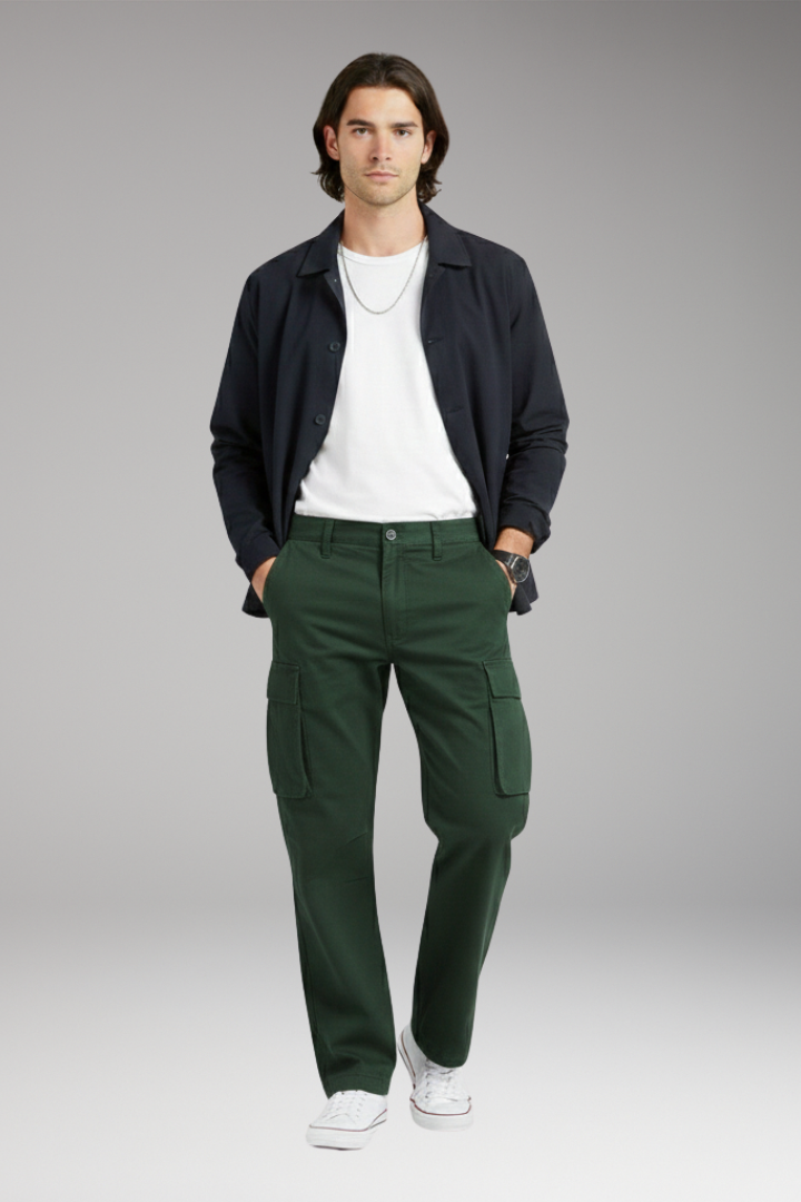 Men's Wide Leg Cargo Pants Pocket Design