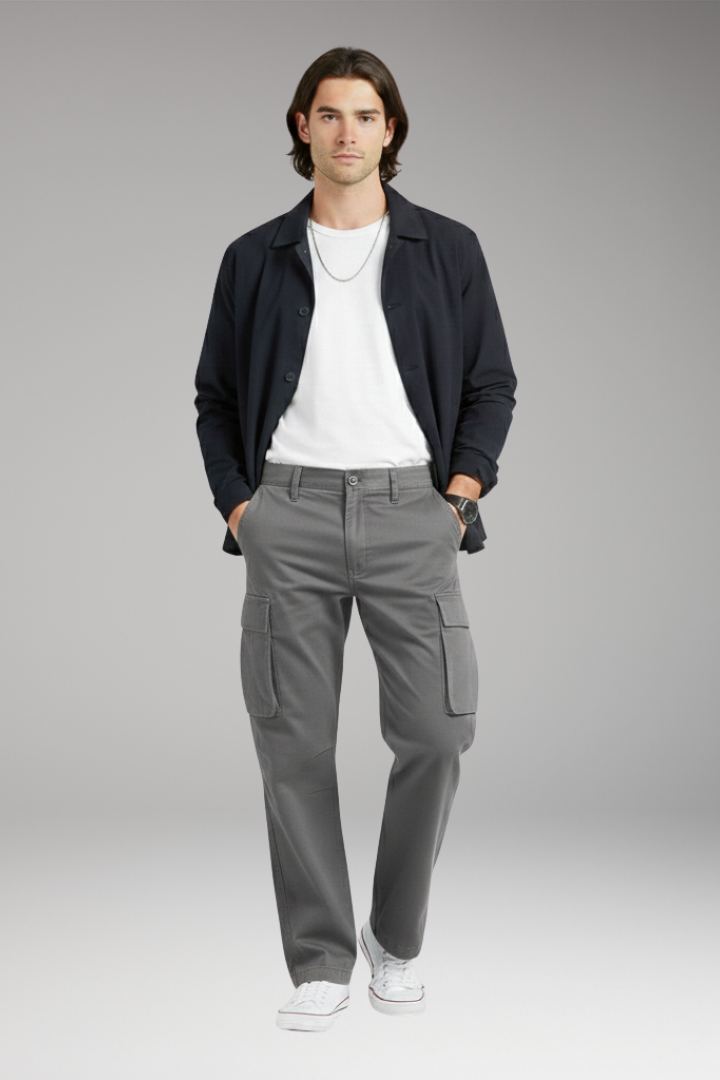 Men's Wide Leg Cargo Pants Pocket Design