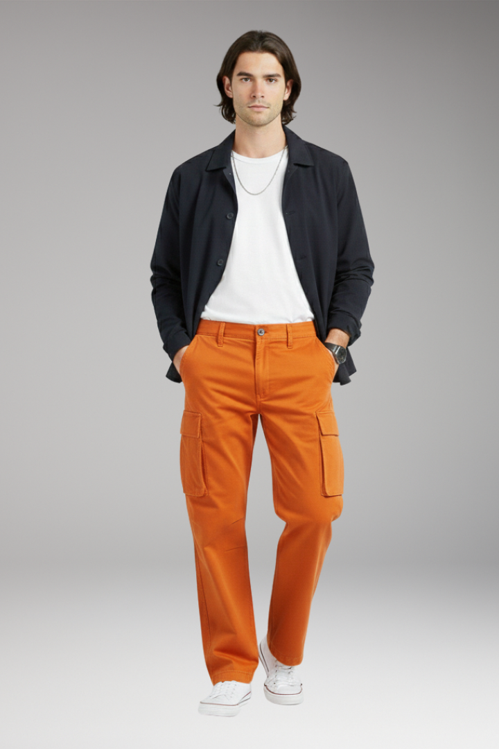 Men's Wide Leg Cargo Pants Pocket Design