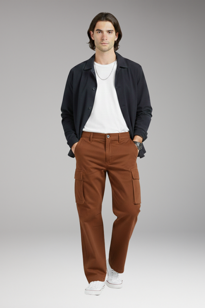 Men's Wide Leg Cargo Pants Pocket Design