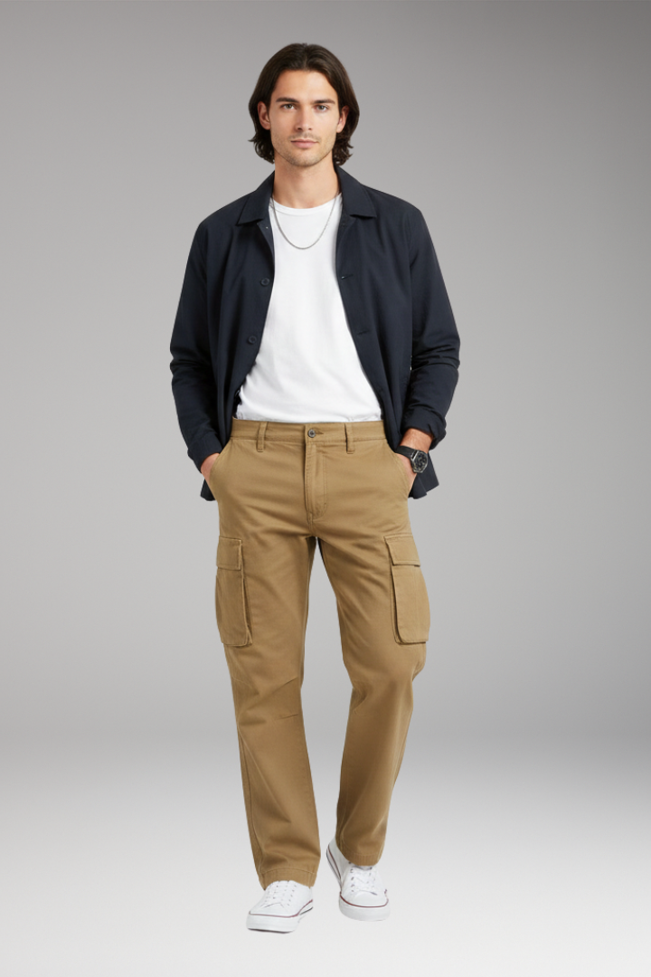 Men's Wide Leg Cargo Pants Pocket Design