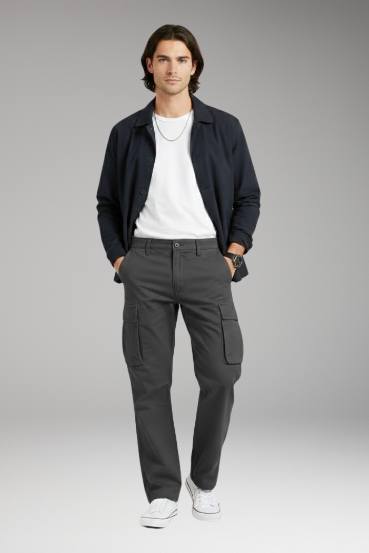 Men's Wide Leg Cargo Pants Pocket Design