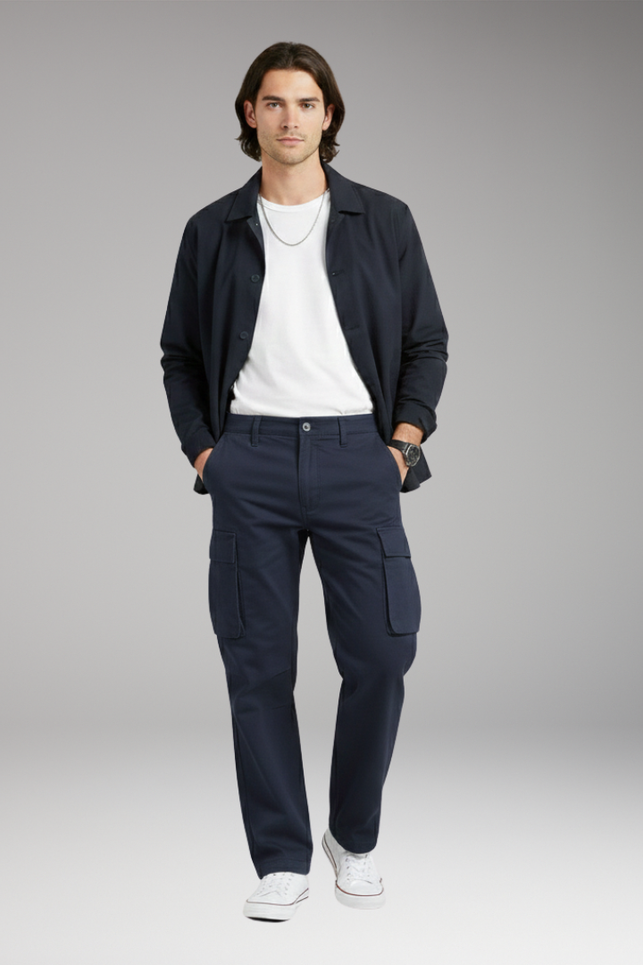 Men's Wide Leg Cargo Pants Pocket Design