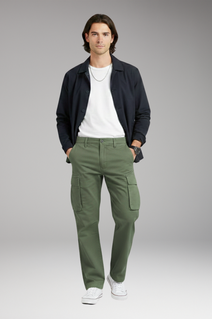Men's Wide Leg Cargo Pants Pocket Design