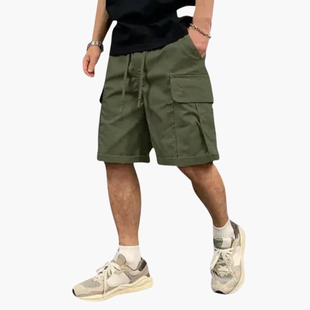 Men's Cargo Shorts Drawstring Flap Pocket Closure