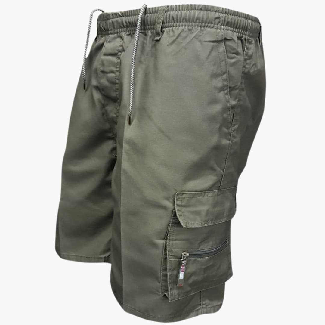 Men's Cargo Shorts Knee-Length Cotton Drawstring Beige - Fashinoza