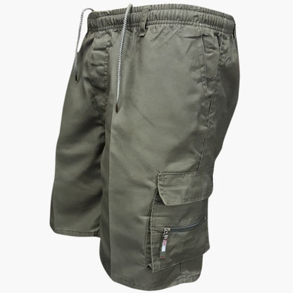 Men's Cargo Shorts Knee-Length Cotton Drawstring Beige - Fashinoza