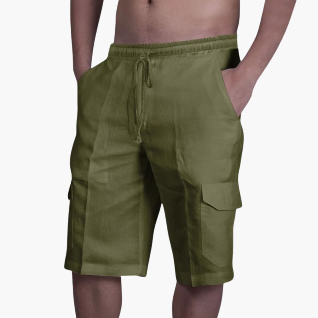 Men's Cargo Shorts Drawstring Multi-Pocket Beige
