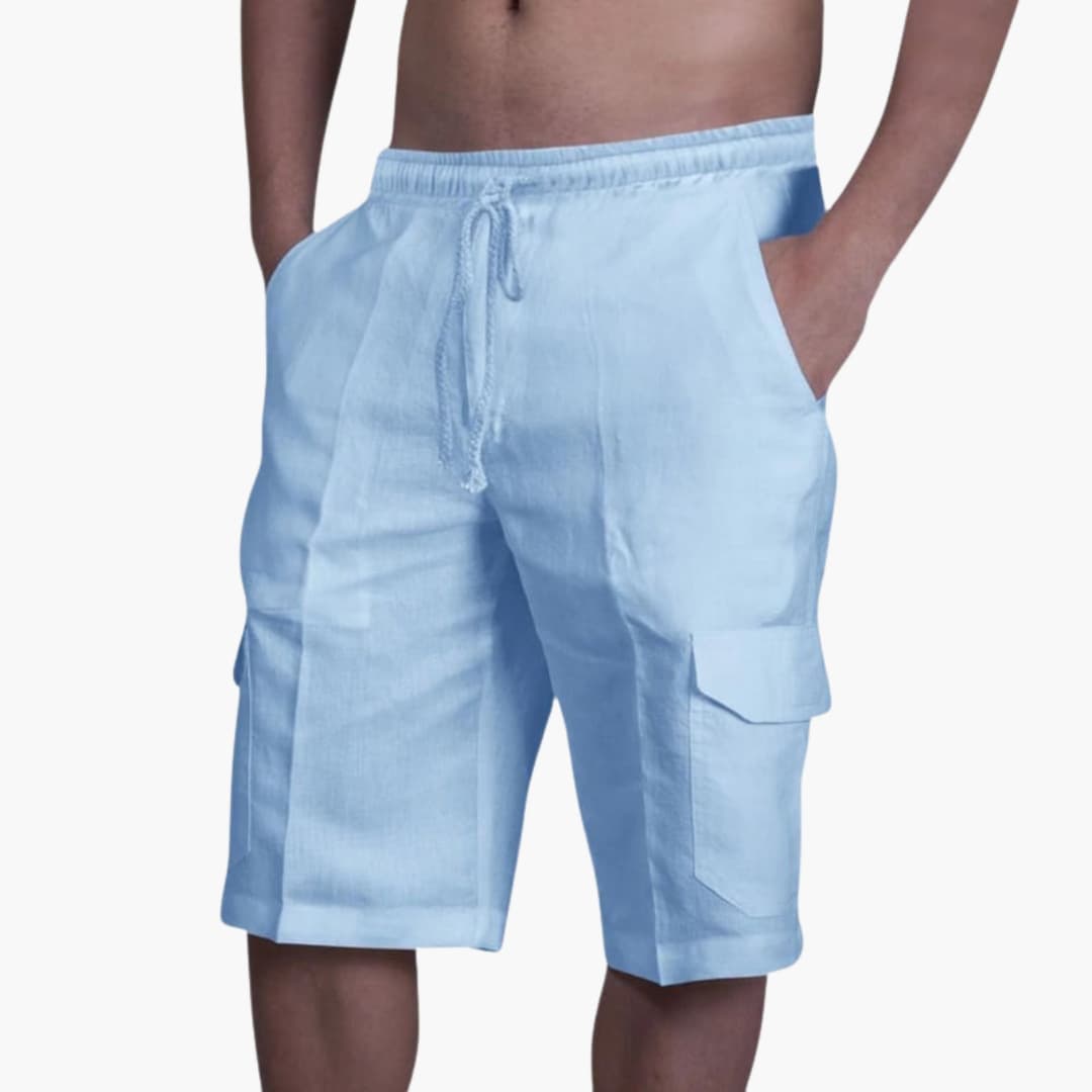 Men's Cargo Shorts Drawstring Multi-Pocket Beige