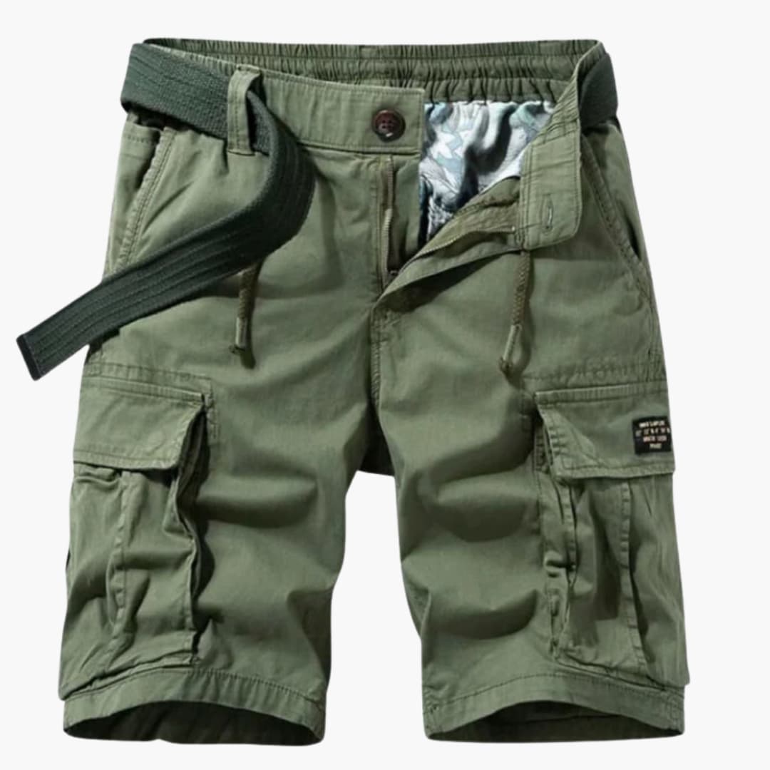 Men's Elastic Waist Cargo Shorts Flap Pockets - Fashinoza