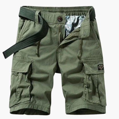 Men's Elastic Waist Cargo Shorts Flap Pockets - Fashinoza