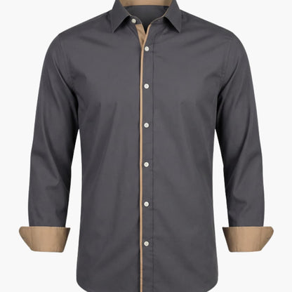 Men's Classic Collar Button-Down Shirt Adjustable Cuffs - Fashinoza