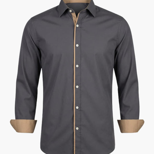 Men's Classic Collar Button-Down Shirt Adjustable Cuffs - Fashinoza