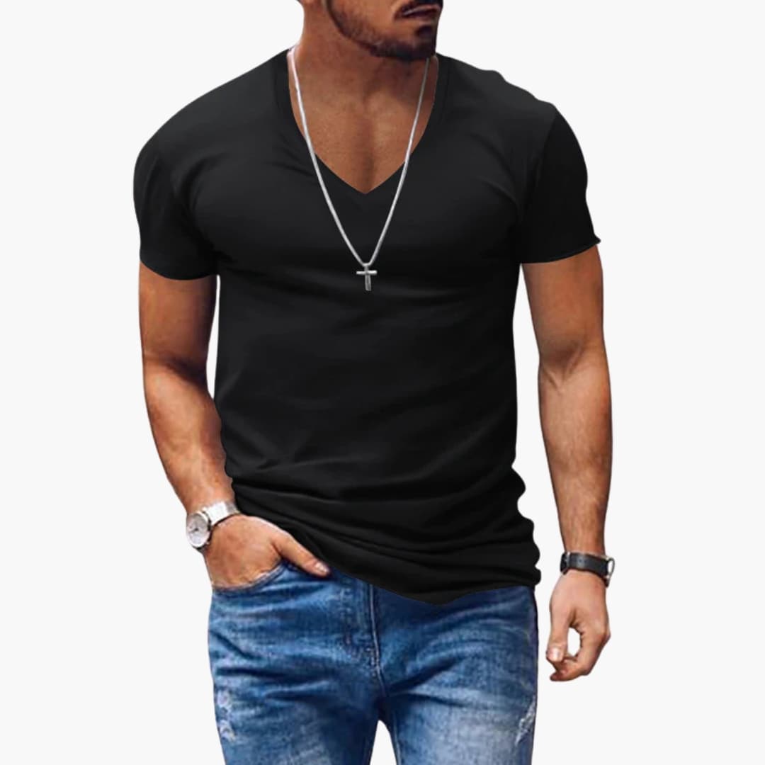 Men's Classic V-Neck Short Sleeve T-Shirt - Fashinoza