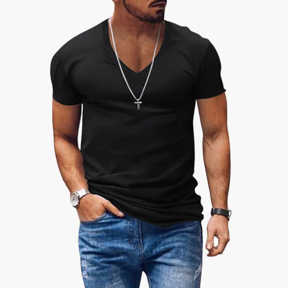 Men's Classic V-Neck Short Sleeve T-Shirt - Fashinoza