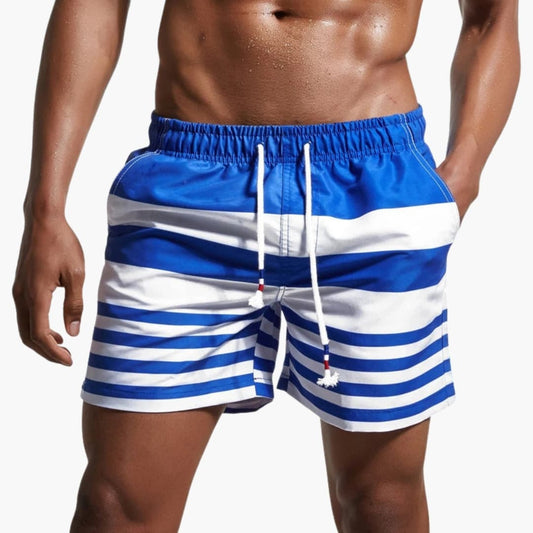 Men's Color Block Swim Trunks Drawstring Waist - Fashinoza