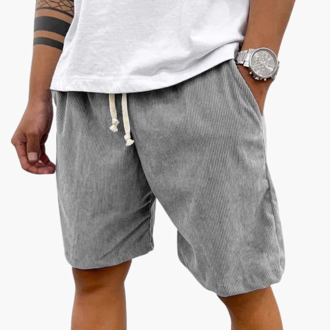 Men's Corduroy Shorts Elastic Waist Drawstring - Fashinoza