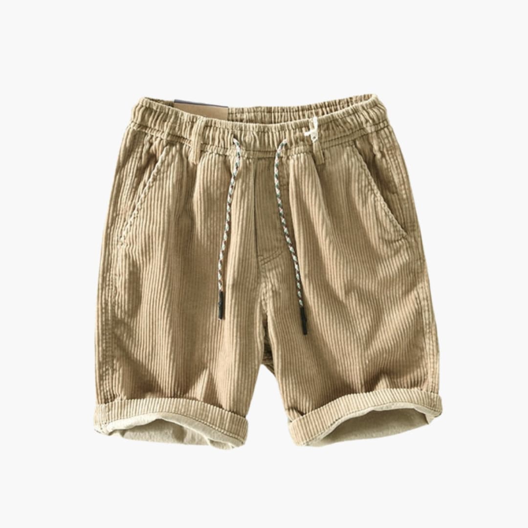 Men's Corduroy Shorts Elastic Waistband Side Pockets