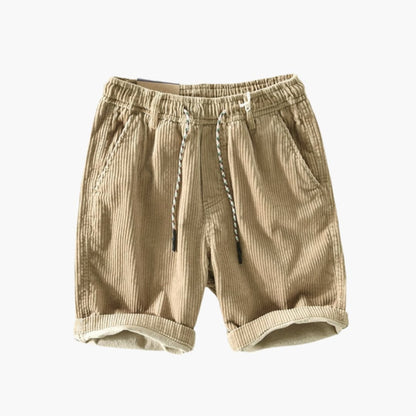 Men's Corduroy Shorts Elastic Waistband Side Pockets