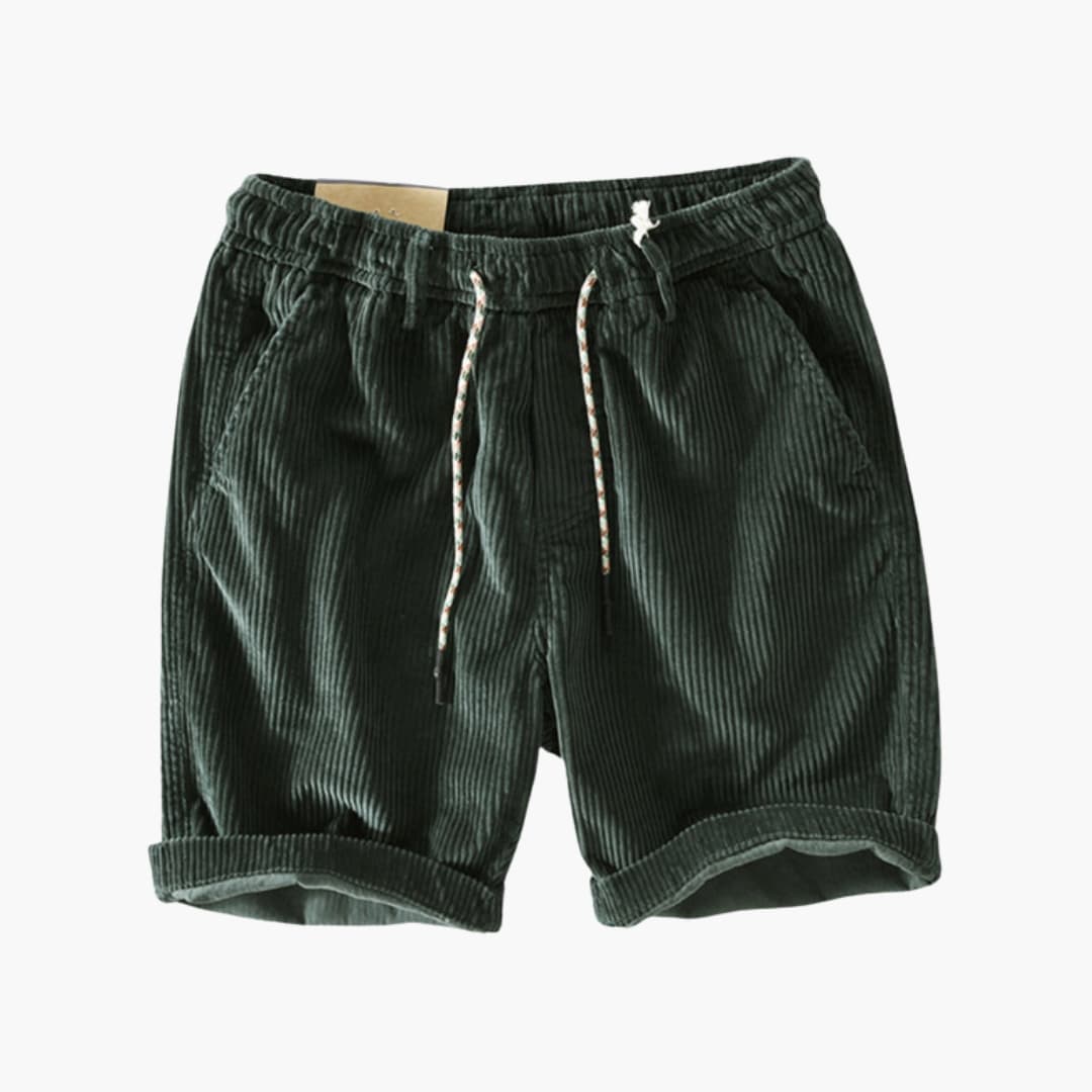Men's Corduroy Shorts Elastic Waistband Side Pockets - Fashinoza