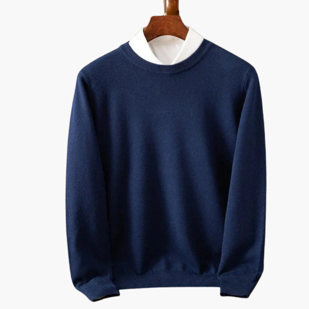 Men's Crew Neck Sweater Long Sleeves Ribbed