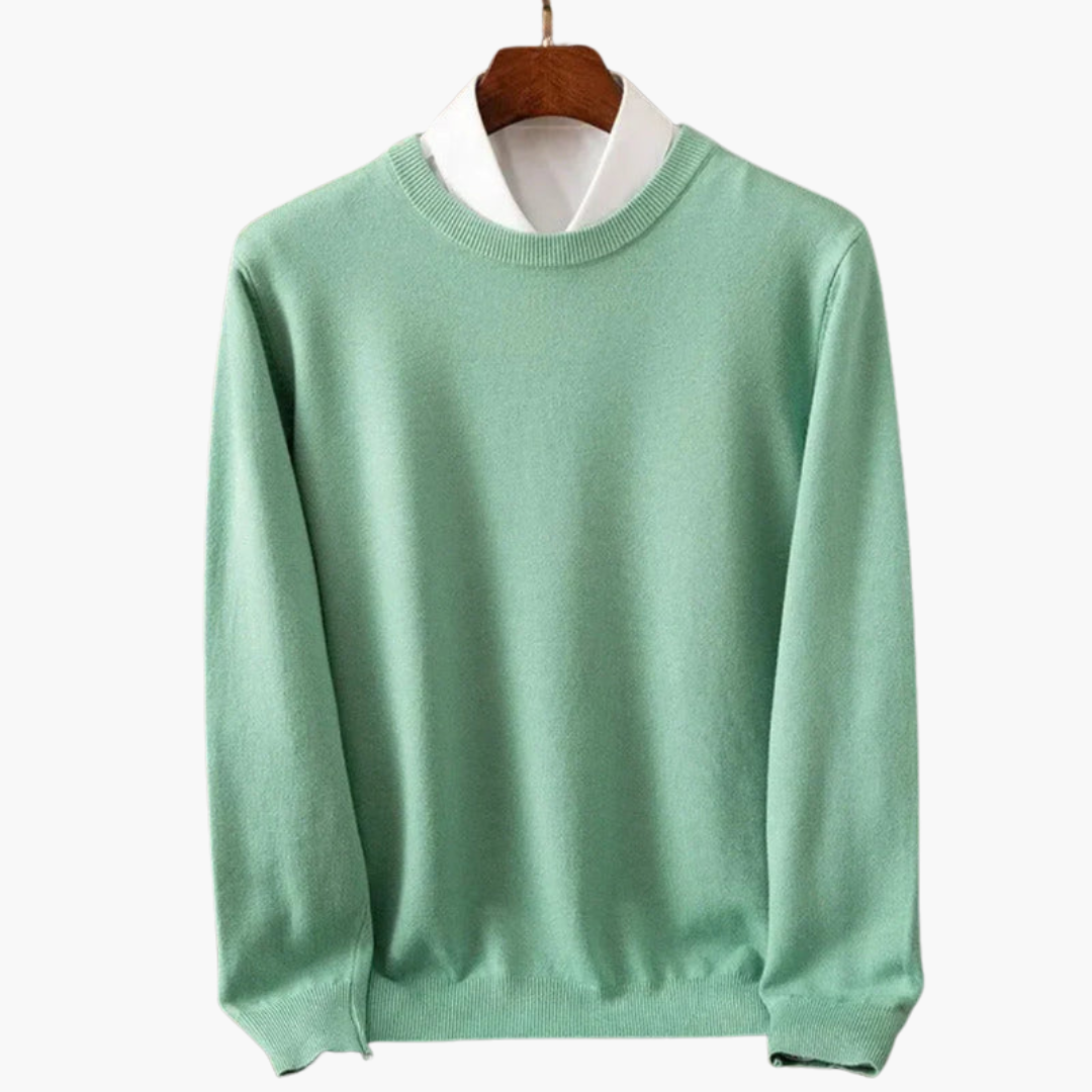 Men's Crew Neck Sweater Long Sleeves Ribbed