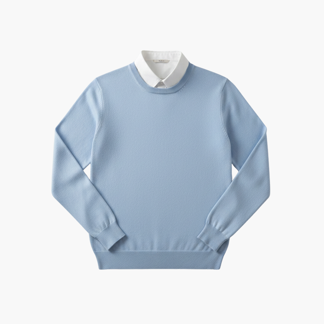 Men's Crew Neck Sweater Long Sleeves Ribbed - Fashinoza