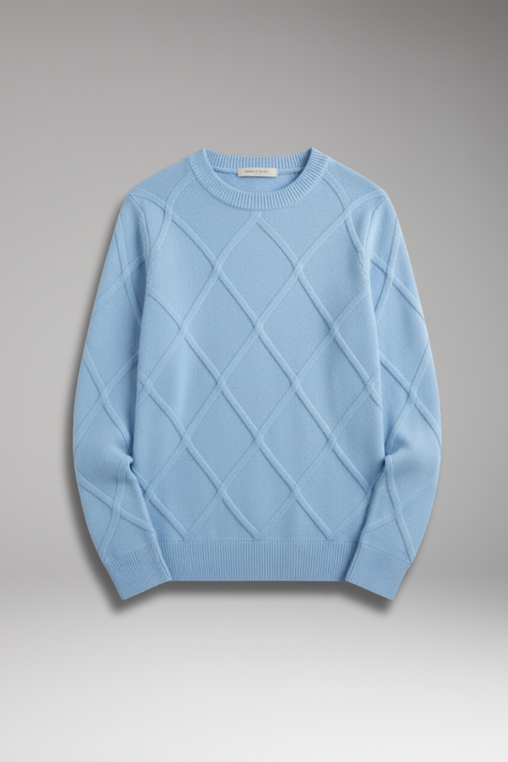Men's Argyle Crewneck Sweater Long Sleeves - 
Fashinoza
