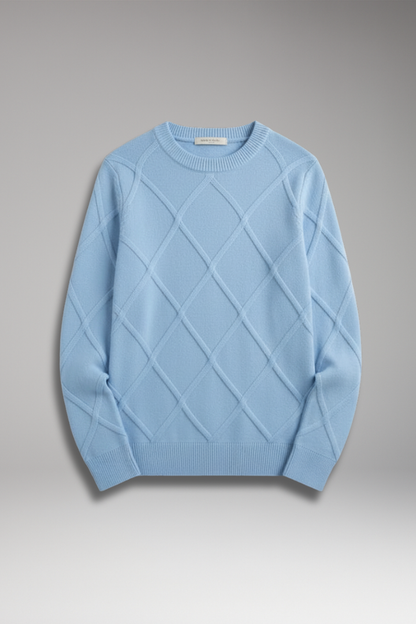 Men's Argyle Crewneck Sweater Long Sleeves - 
Fashinoza