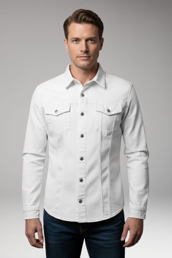 Men's Denim Bomber Jacket Long Sleeve