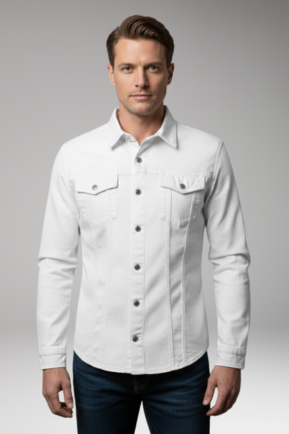 Men's Denim Bomber Jacket Long Sleeve